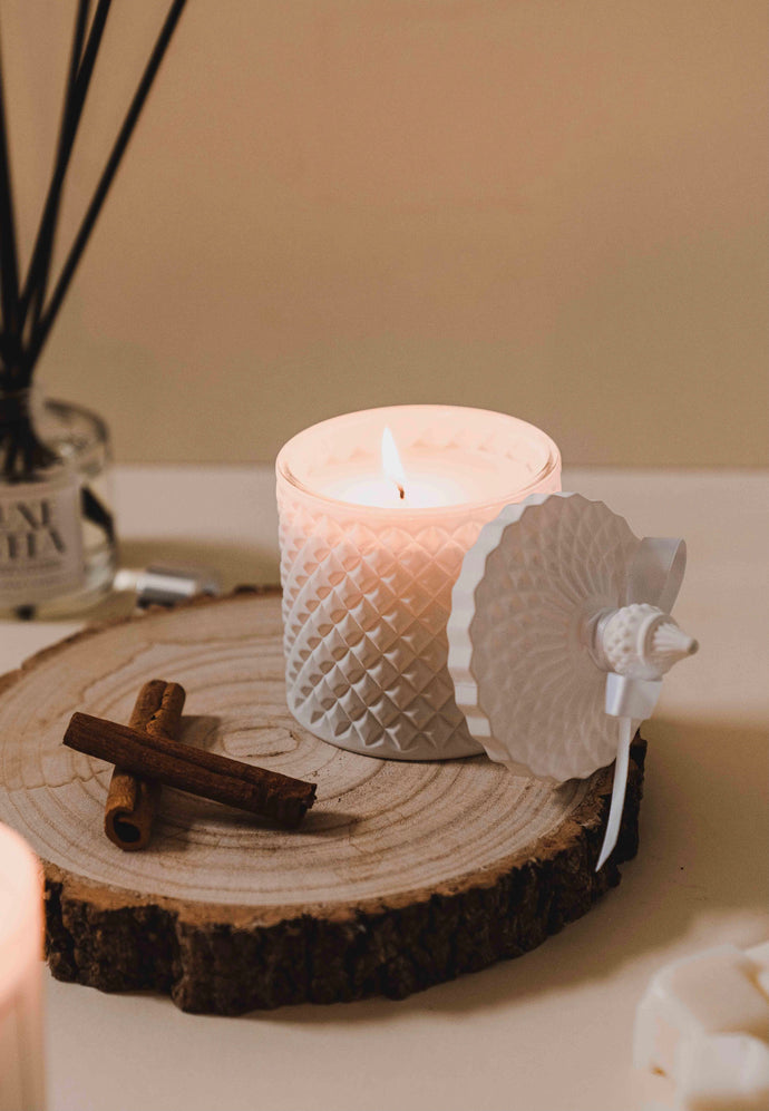 Peony & Blush Suede Diamond Candle